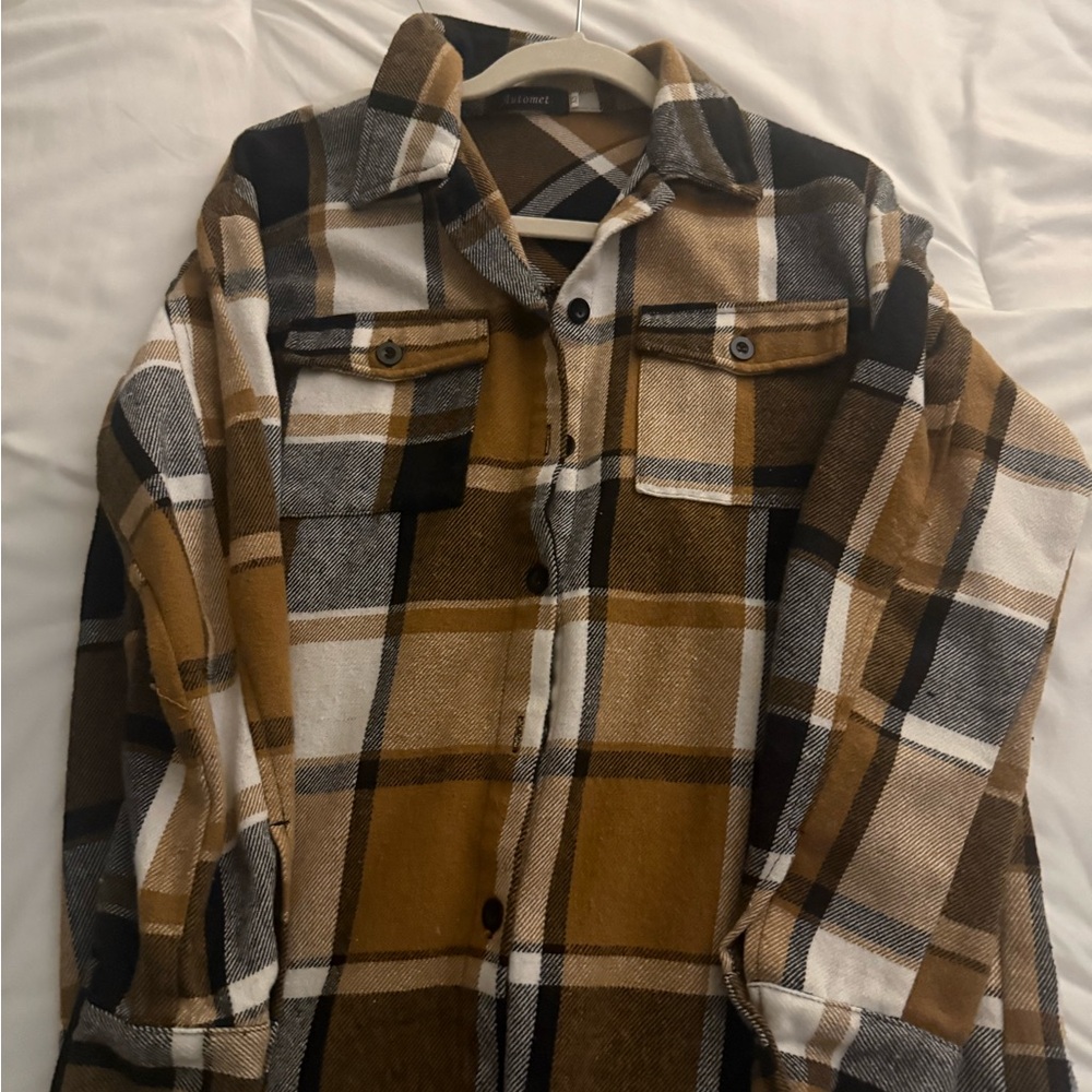 Nautica Brown and Black Plaid Shirt